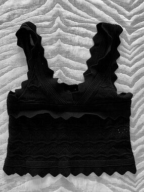 GB Scalloped Knit Cami Top Blouse | Crop Top Size XS